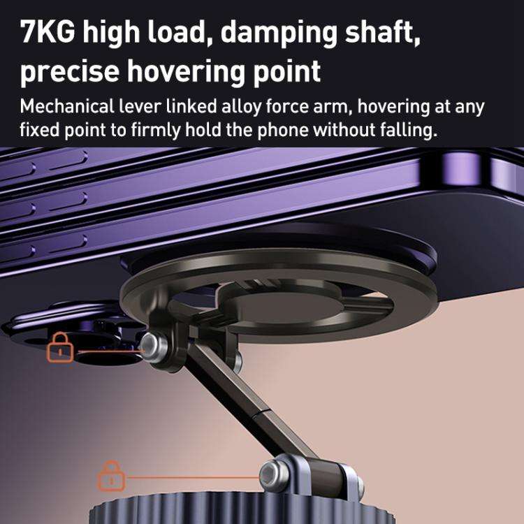 BDK102 Vacuum Adsorption Magnetic Folding Car Phone Holder(Gun Metal)