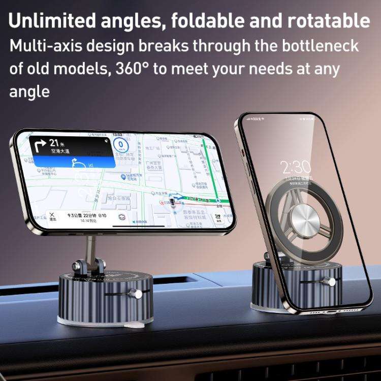 BDK102 Vacuum Adsorption Magnetic Folding Car Phone Holder(Silver)