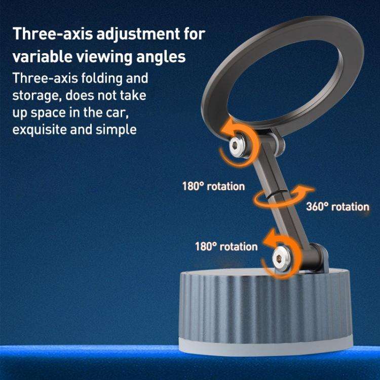 BDK103 Vacuum Adsorption Magnetic Folding Car Phone Holder(Gun Metal)