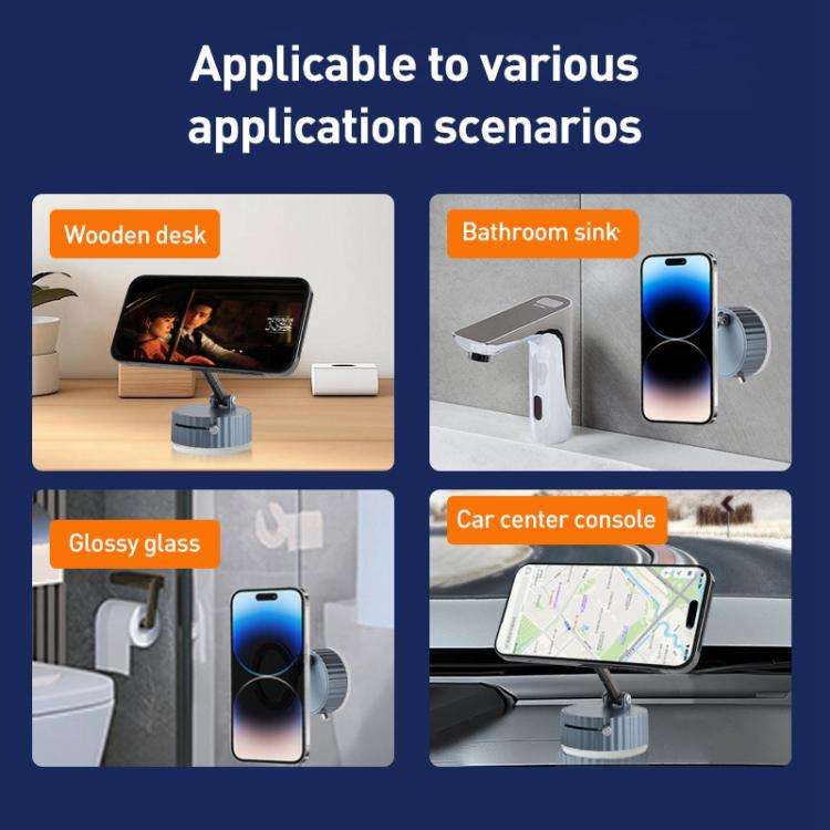 BDK103 Vacuum Adsorption Magnetic Folding Car Phone Holder(Gun Metal)