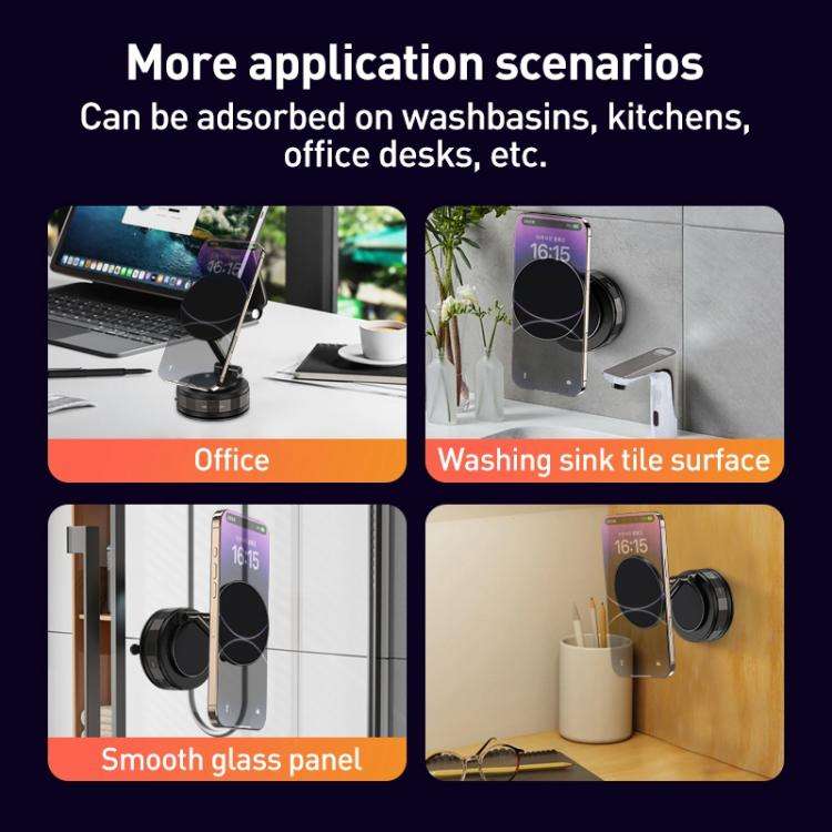 CCT30-2F Rotating Vacuum Adsorption Magnetic Car Phone Holder(Black)