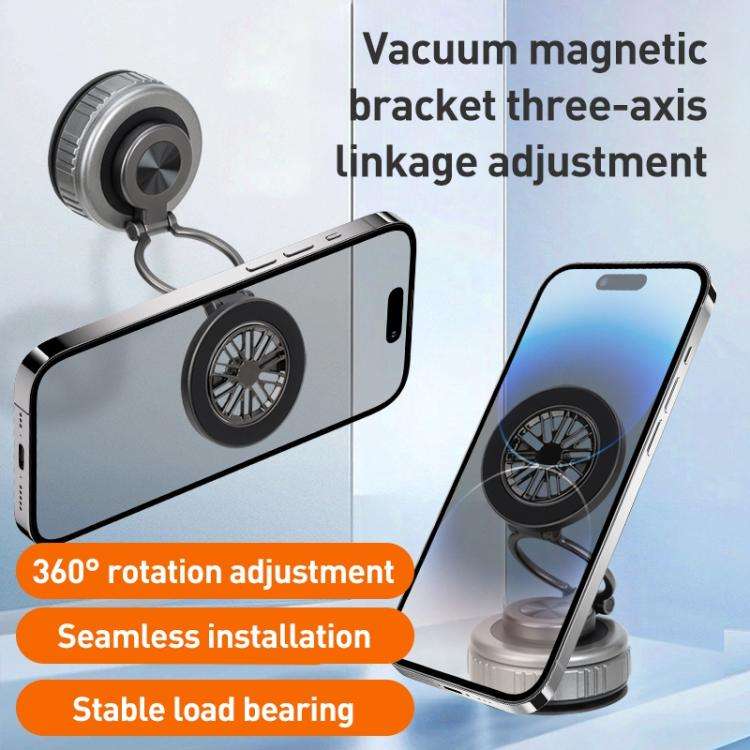 G511 Three-axis Folding Vacuum Adsorption Magnetic Car Phone Holder(Silver)