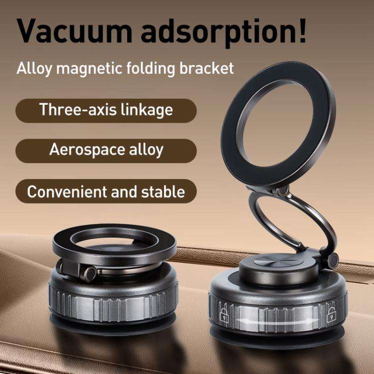 G512 Three-axis Folding Vacuum Adsorption Magnetic Car Phone Holder(Gun Metal)