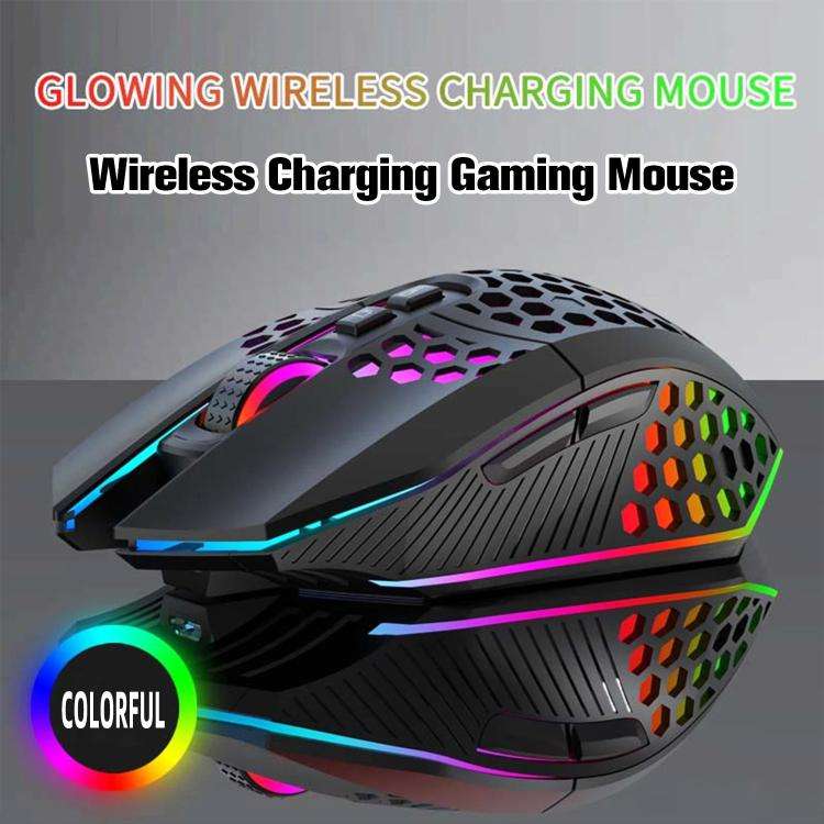 HXSJ T500 Hole Mouse 2.4G Backlight Rechargeable Wireless Mouse(Black)