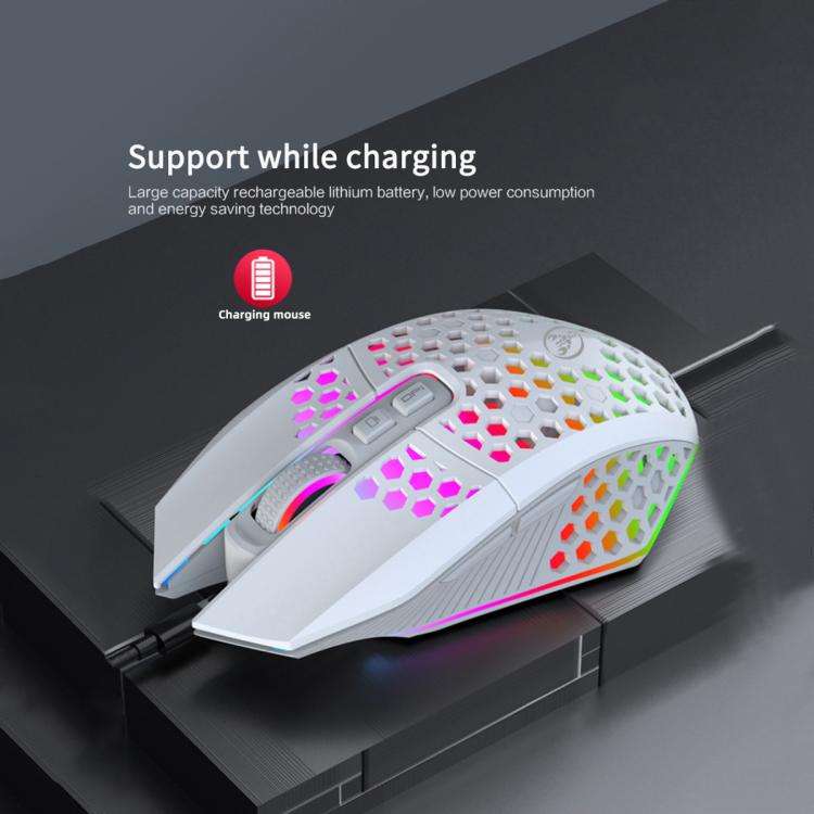 HXSJ T500 Hole Mouse 2.4G Backlight Rechargeable Wireless Mouse(Black)