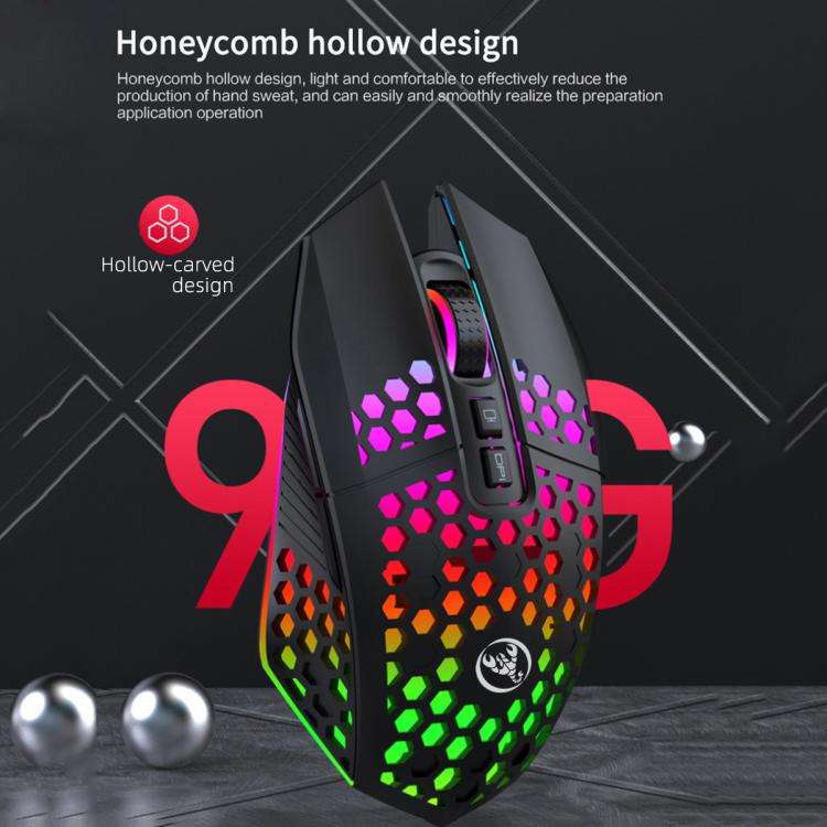 HXSJ T500 Hole Mouse 2.4G Backlight Rechargeable Wireless Mouse(Black)