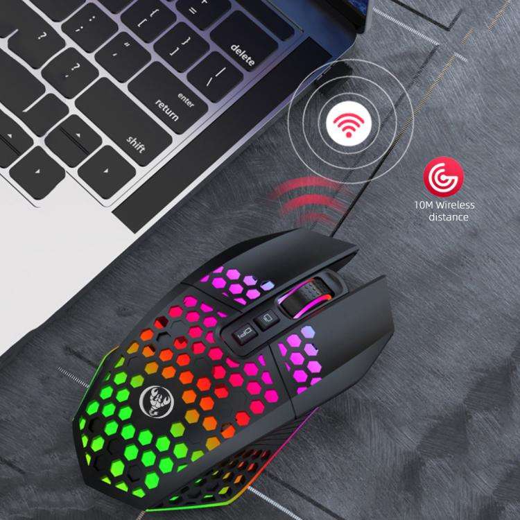 HXSJ T500 Hole Mouse 2.4G Backlight Rechargeable Wireless Mouse(Black)