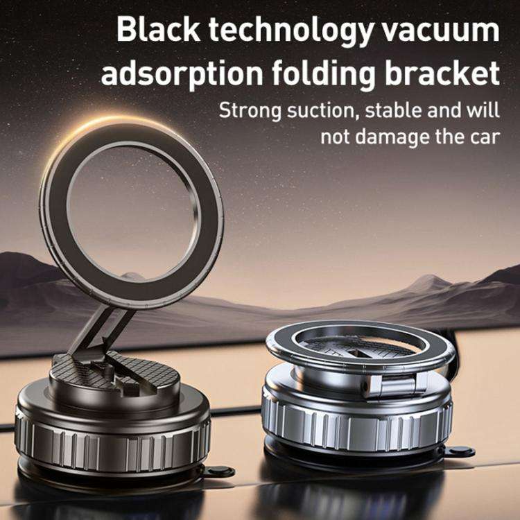 G712 Three-axis Folding Vacuum Adsorption Magnetic Car Phone Holder(Black)