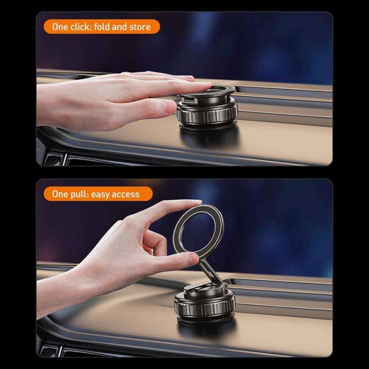 G712 Three-axis Folding Vacuum Adsorption Magnetic Car Phone Holder(Black)