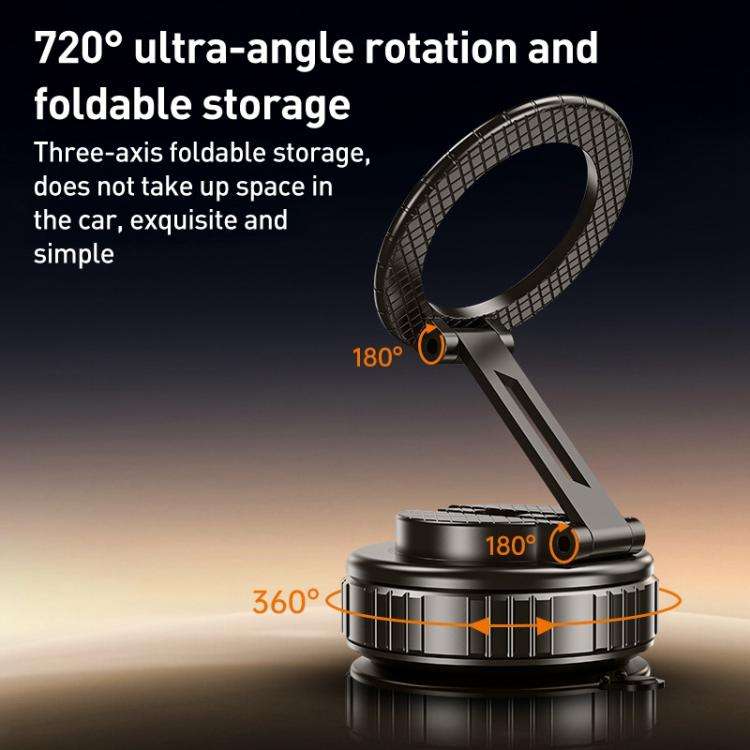 G712 Three-axis Folding Vacuum Adsorption Magnetic Car Phone Holder(Black)