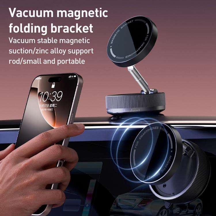 K10A Three-axis Folding Vacuum Adsorption Magnetic Car Phone Holder(White)
