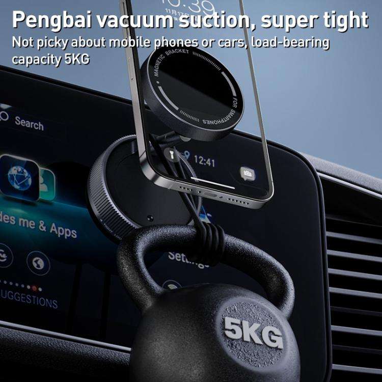 K10A Three-axis Folding Vacuum Adsorption Magnetic Car Phone Holder(White)