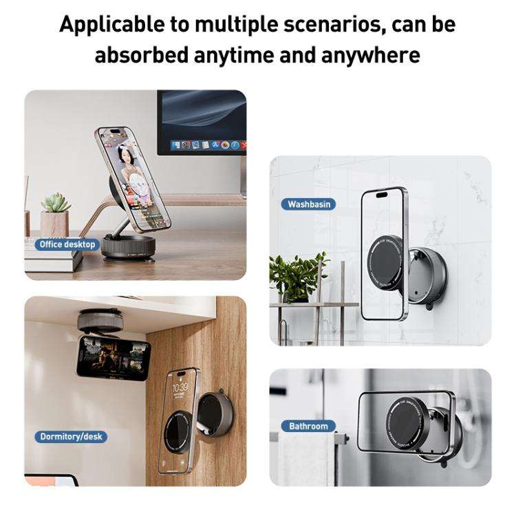 K10A Three-axis Folding Vacuum Adsorption Magnetic Car Phone Holder(White)