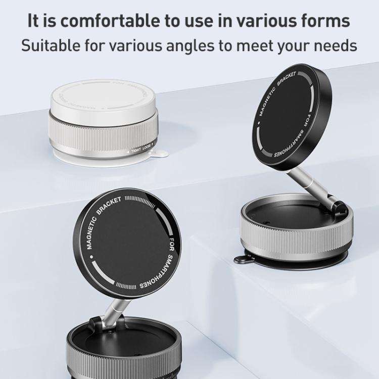 K10A Three-axis Folding Vacuum Adsorption Magnetic Car Phone Holder(White)