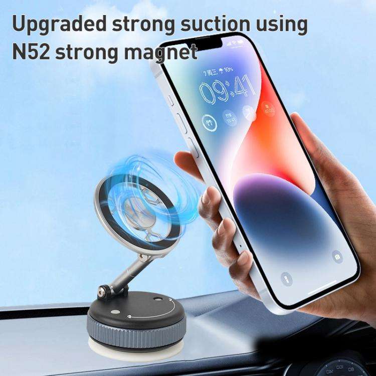XZK103 Folding Vacuum Adsorption Magnetic Car Phone Holder(Silver)