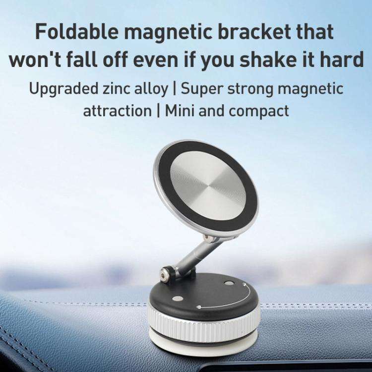 XZK103 Folding Vacuum Adsorption Magnetic Car Phone Holder(Silver)