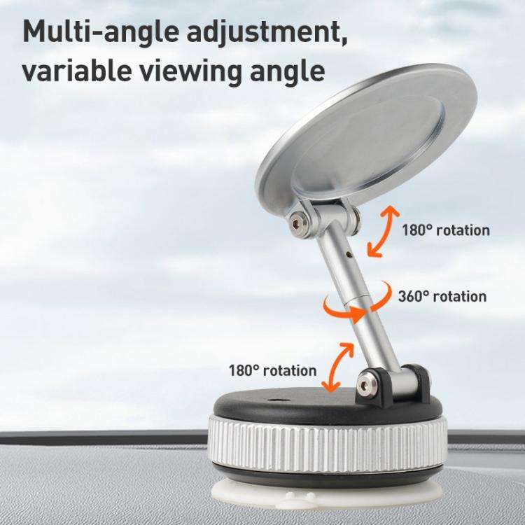 XZK103 Folding Vacuum Adsorption Magnetic Car Phone Holder(Silver)