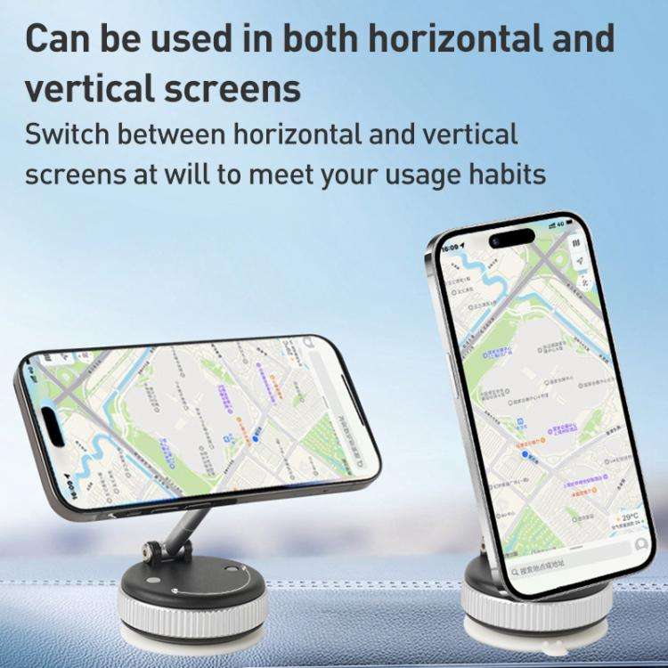 XZK103 Folding Vacuum Adsorption Magnetic Car Phone Holder(Silver)