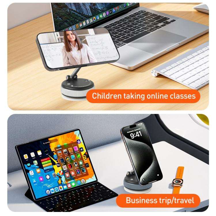 XZK103 Folding Vacuum Adsorption Magnetic Car Phone Holder(Silver)