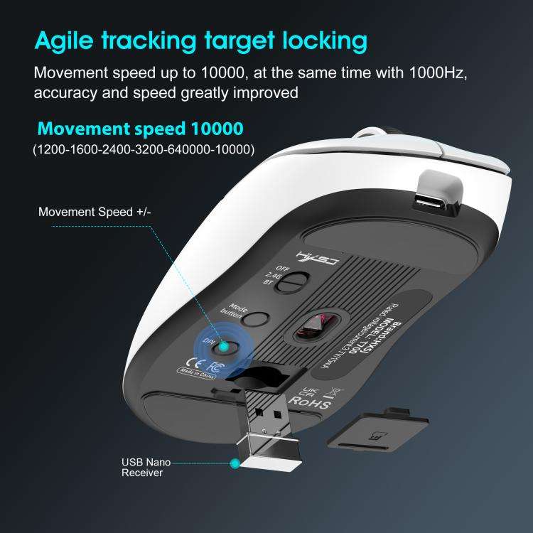 HXSJ T700 Tri-mode Lightweight Wireless Mouse(White)