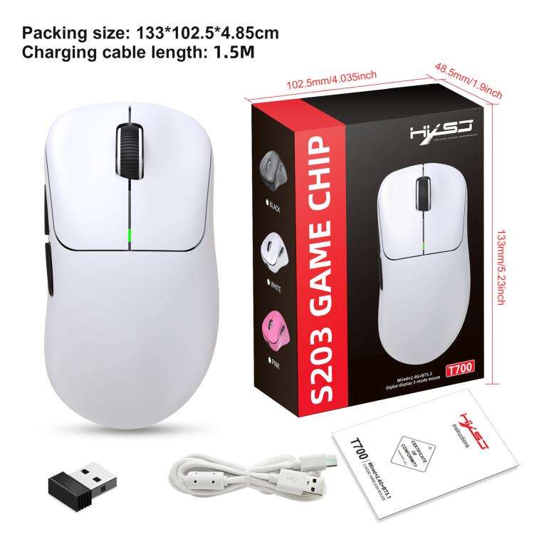 HXSJ T700 Tri-mode Lightweight Wireless Mouse(White)