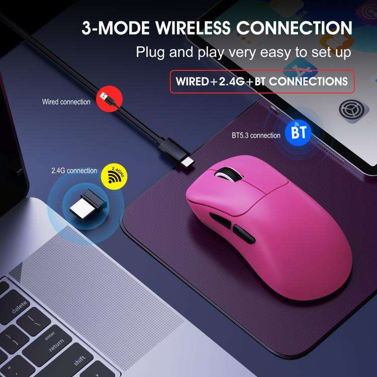 HXSJ T700 Tri-mode Lightweight Wireless Mouse(Pink)