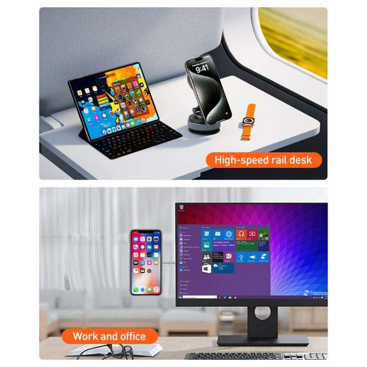 XZK104 2nd Generation Vacuum Adsorption Magnetic Folding Car Phone Holder(Silver A Type)