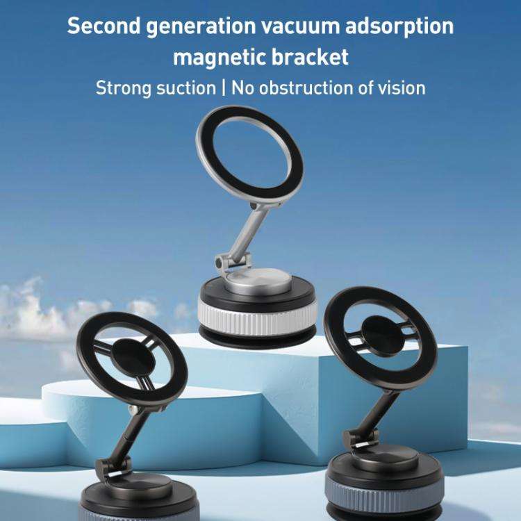 XZK104 2nd Generation Vacuum Adsorption Magnetic Folding Car Phone Holder(Silver C Type)
