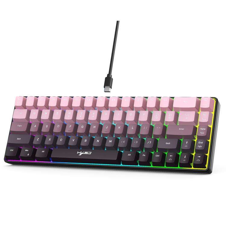 HXSJ V200 Gradient Color 68-key RGB Backlight Wired Membrane Keyboard(Pink)