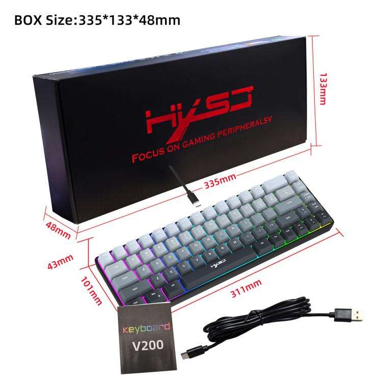 HXSJ V200 Gradient Color 68-key RGB Backlight Wired Membrane Keyboard(Black)