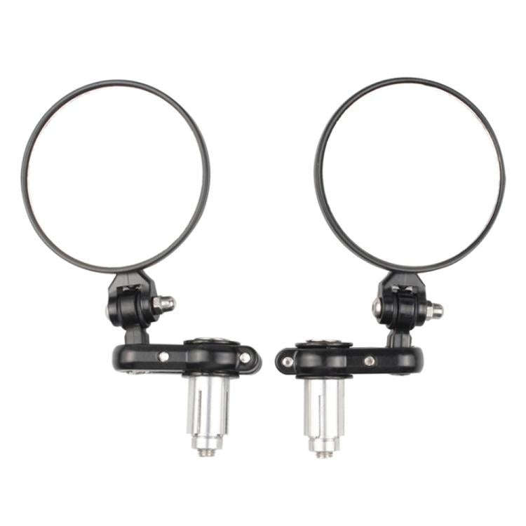 2pcs/Set Folding Motorcycle Handlebar Rearview Mirror Round Reversing Mirror(Black)