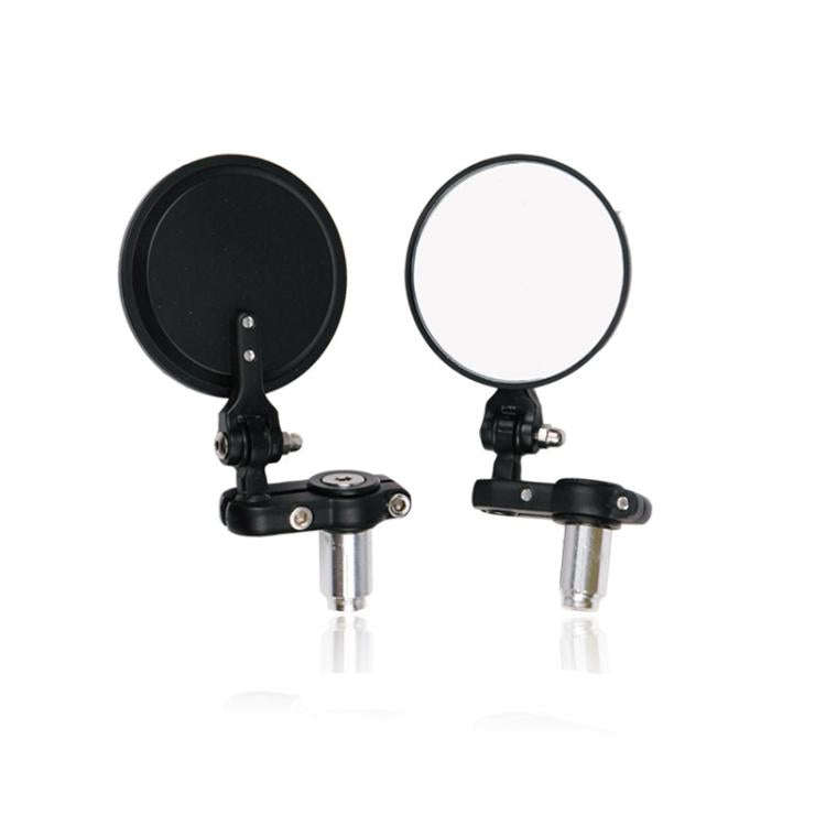 2pcs/Set Folding Motorcycle Handlebar Rearview Mirror Round Reversing Mirror(Black)