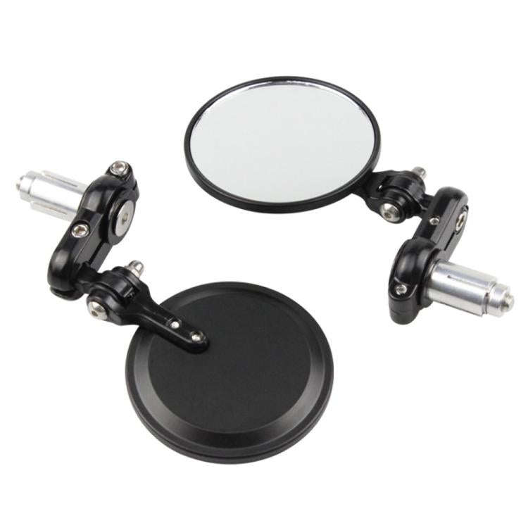 2pcs/Set Folding Motorcycle Handlebar Rearview Mirror Round Reversing Mirror(Black)