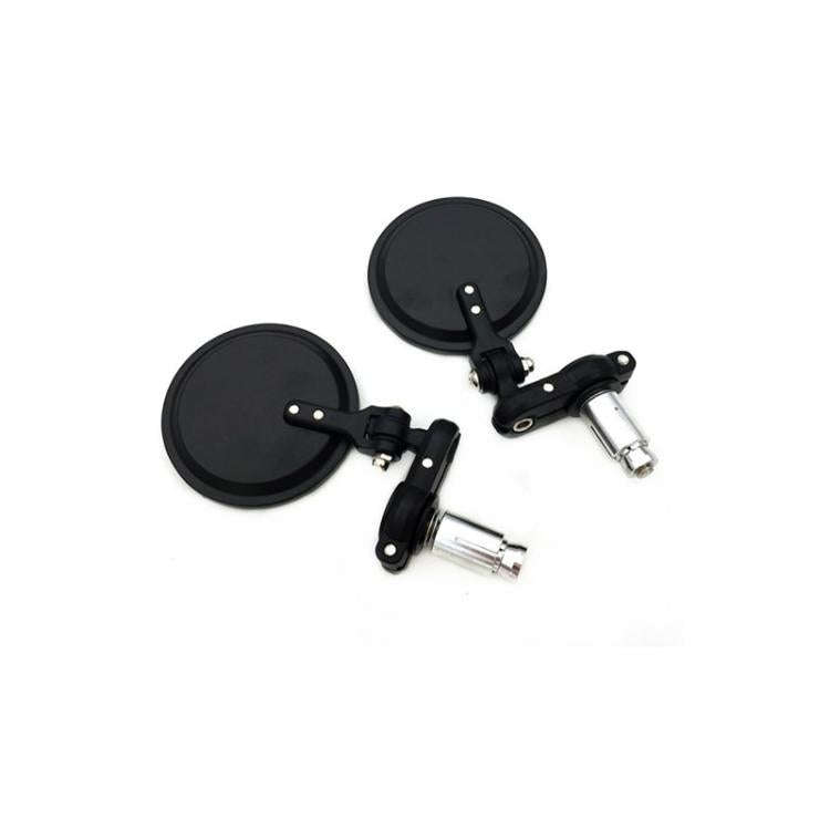2pcs/Set Folding Motorcycle Handlebar Rearview Mirror Round Reversing Mirror(Black)