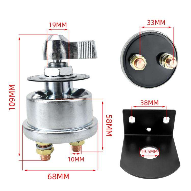 12-24V 200A High Current Battery Disconnect Switch with Bracket(Silver Handle)