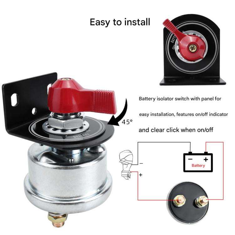 12-24V 200A High Current Battery Disconnect Switch with Bracket(Silver Handle)