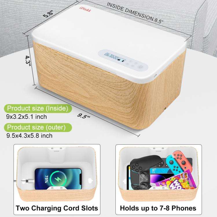 Smart Time Management Phone Self-lock Storage Box(Wood Grain)