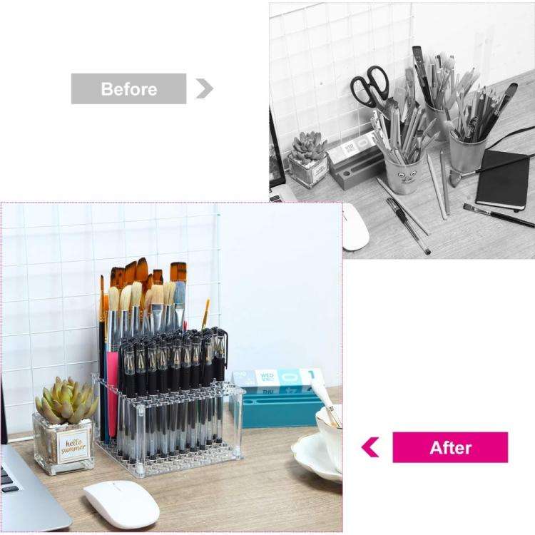 YX163 96-Hole Acrylic Paint Brush Pencils Stand(Transparent)