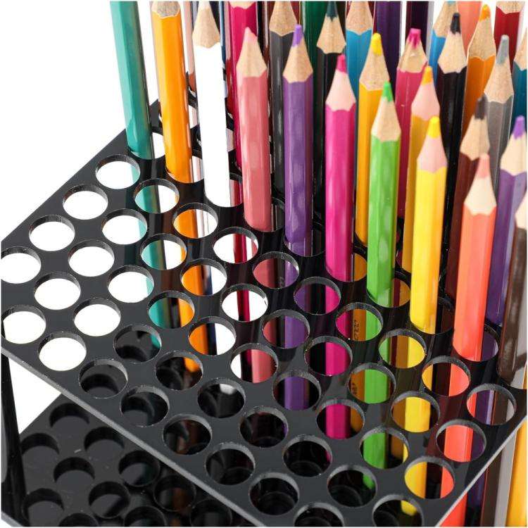 YX163 96-Hole Acrylic Paint Brush Pencils Stand(Black)