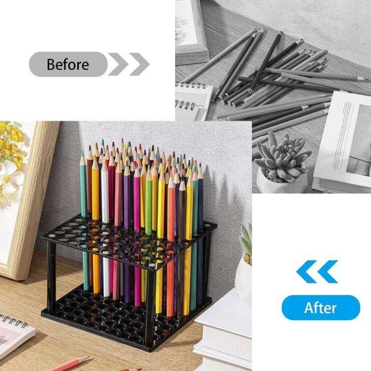 YX163 96-Hole Acrylic Paint Brush Pencils Stand(Black)