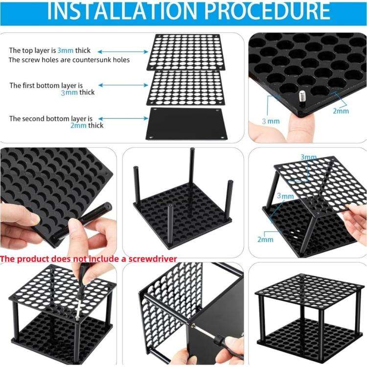 YX163 96-Hole Acrylic Paint Brush Pencils Stand(Black)