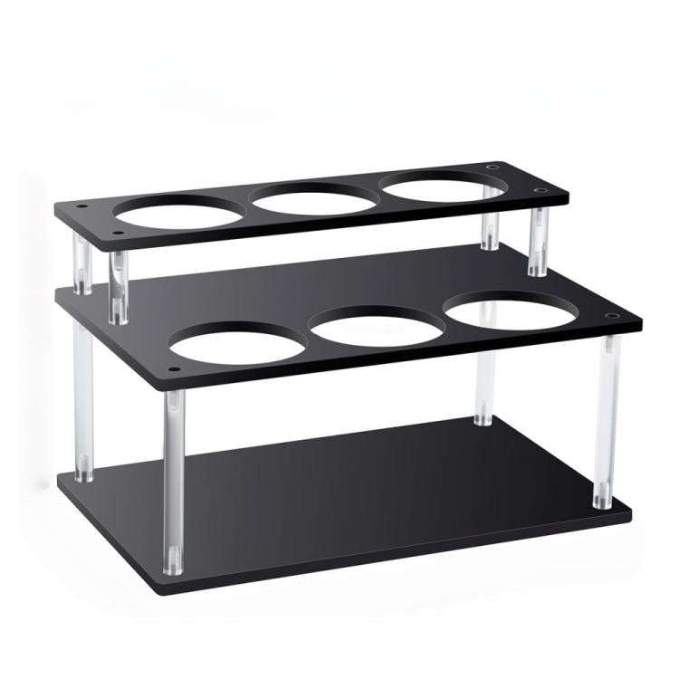 YX164 Acrylic 2 Tier Coffee Syrups Bottle Rack Organizer(Black)