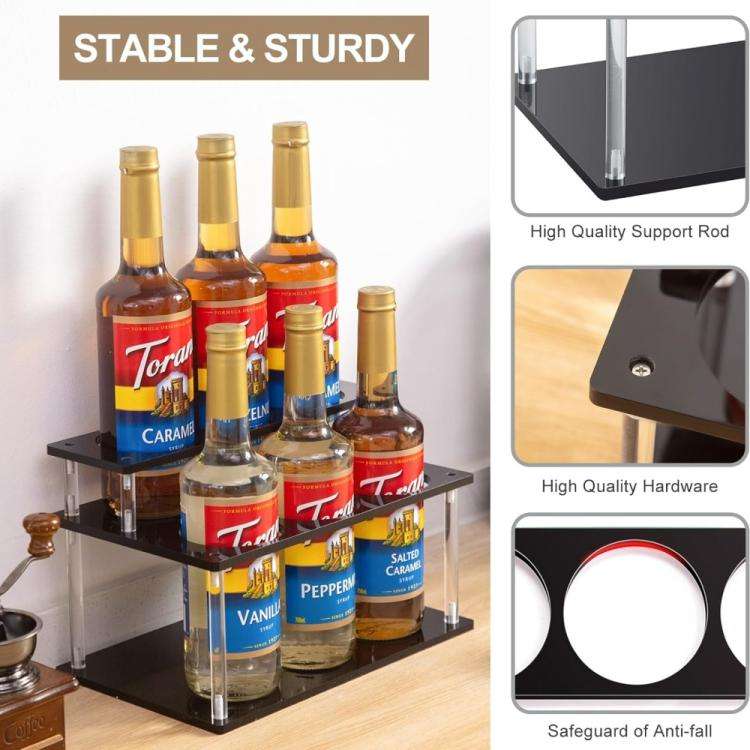 YX164 Acrylic 2 Tier Coffee Syrups Bottle Rack Organizer(Black)