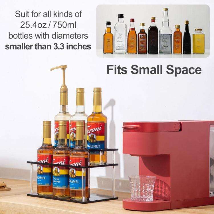 YX164 Acrylic 2 Tier Coffee Syrups Bottle Rack Organizer(Black)