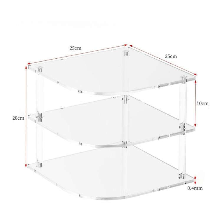 YX165 Acrylic 3 Tier Corner Plates and Bowls Organizer Shelf(Transparent)