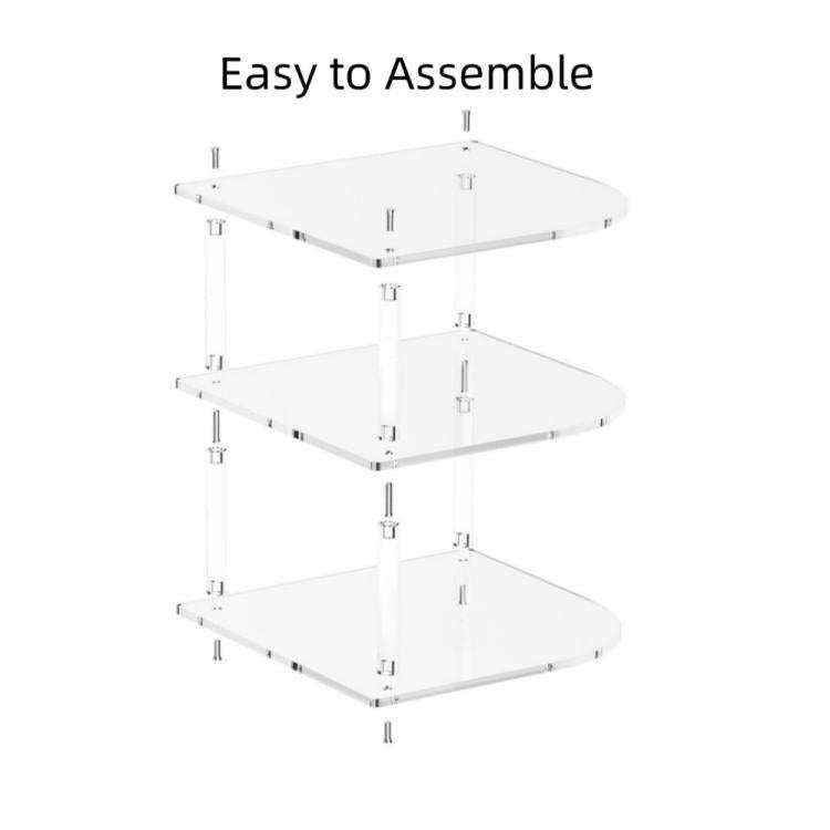 YX165 Acrylic 3 Tier Corner Plates and Bowls Organizer Shelf(Transparent)