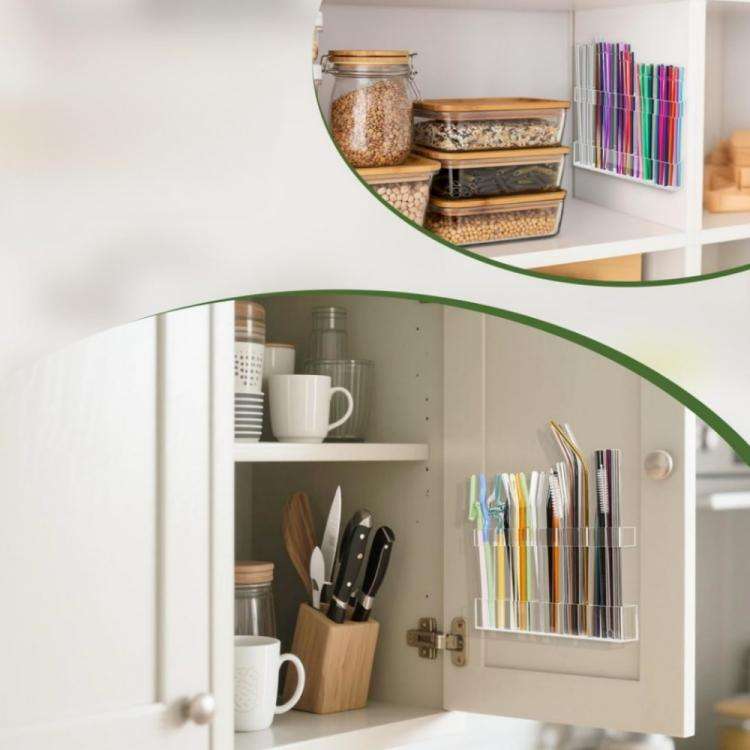 YX166 Acrylic Straw Wall Mount Bracket, with Double Sided Adhesion Stickers(Transparent)