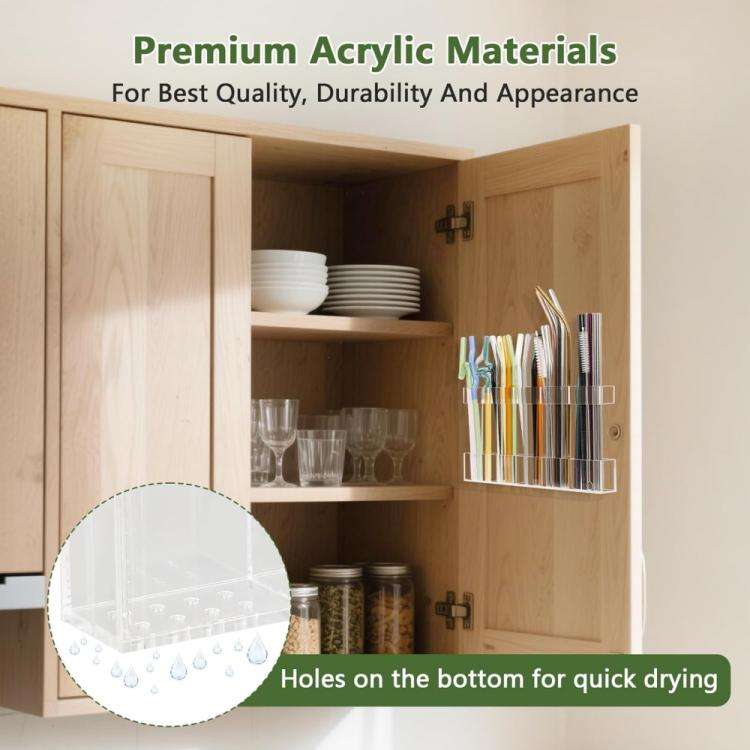 YX166 Acrylic Straw Wall Mount Bracket, with Double Sided Adhesion Stickers(Transparent)
