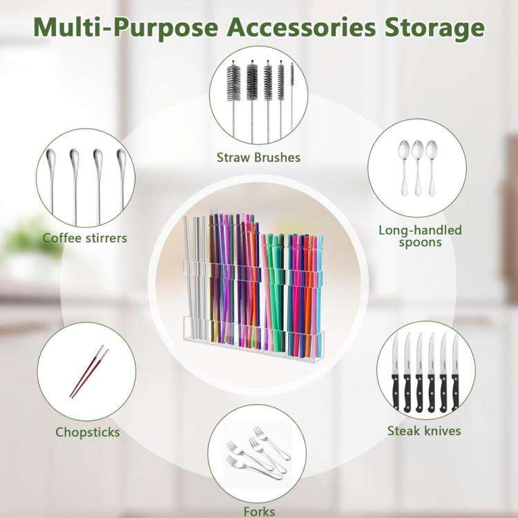 YX166 Acrylic Straw Wall Mount Bracket, with Double Sided Adhesion Stickers(Transparent)