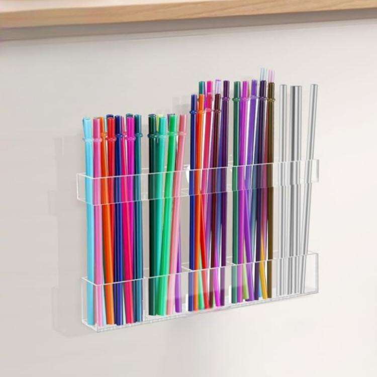 YX166 Acrylic Straw Wall Mount Bracket, with Double Sided Adhesion Stickers(Transparent)